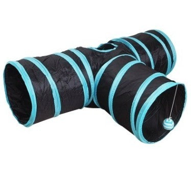 JMT-735626 Collapsible Nylon Cat Play Tunnel with Two Openings - 25 cm Diameter, 120 cm Length
