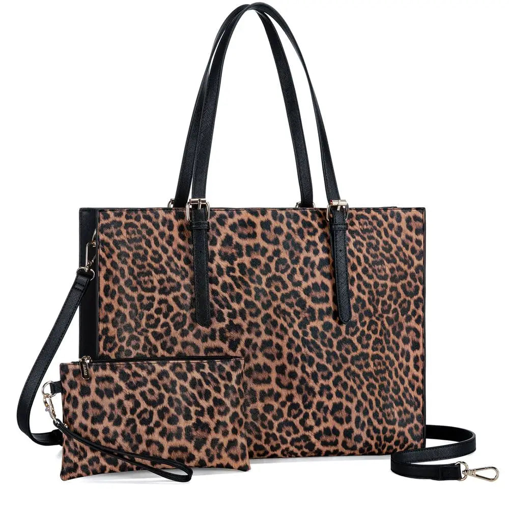 JMT-735626 Large Capacity PU Leather Laptop Tote Bag for 15.6-Inch Computers - Stylish Women's Shoulder Briefcase