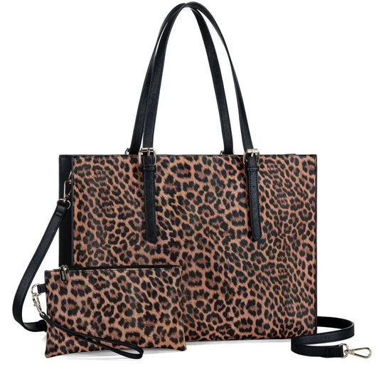 JMT-735626 Large Capacity PU Leather Laptop Tote Bag for 15.6-Inch Computers - Stylish Women's Shoulder Briefcase
