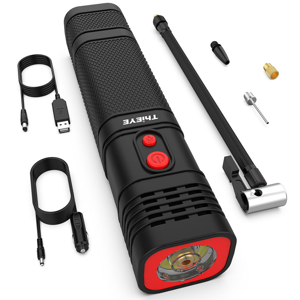 JMT-735754 Portable Mini Car Air Pump with Light - 12V, 0.62kg, Metal Construction, 1m Power Cord