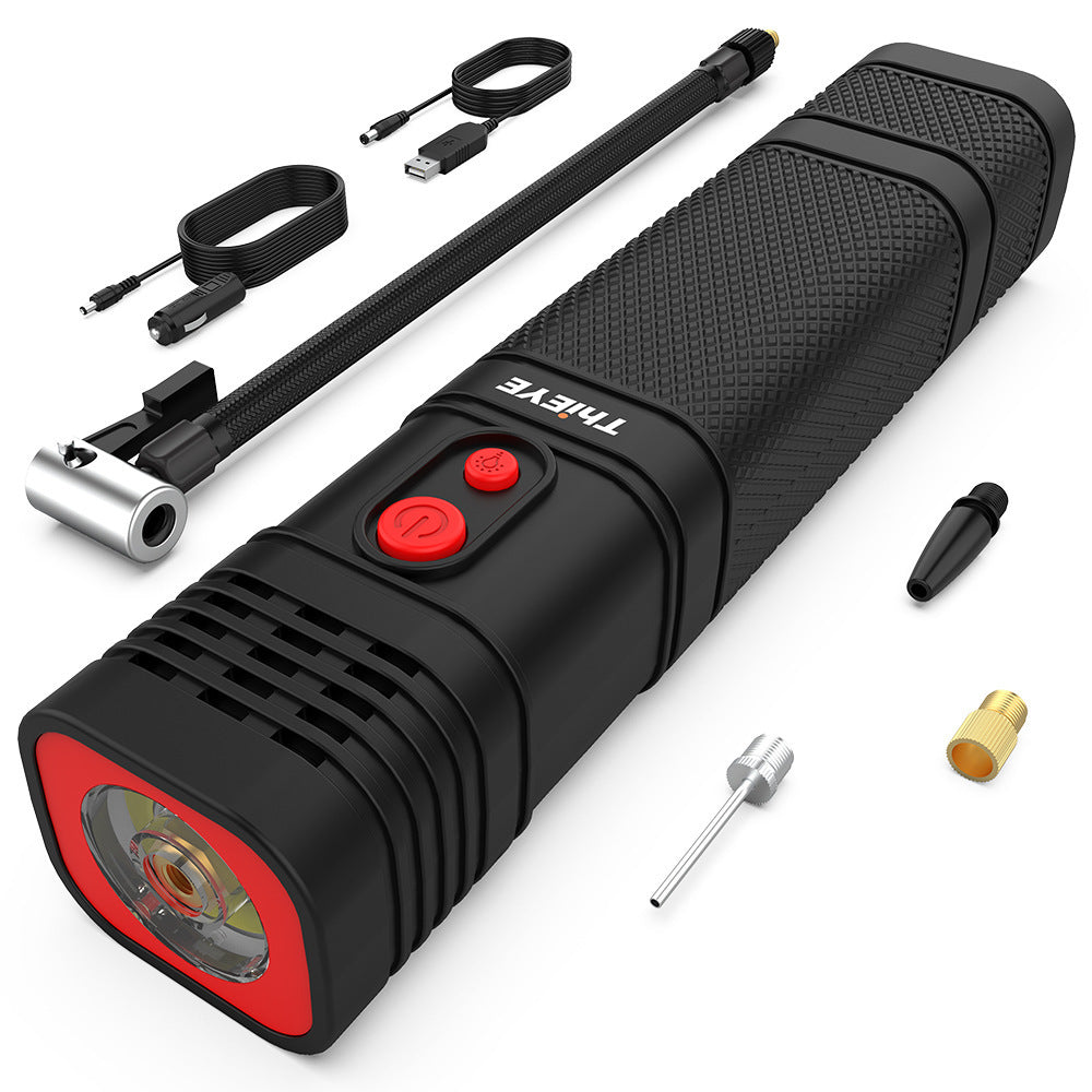 JMT-735754 Portable Mini Car Air Pump with Light - 12V, 0.62kg, Metal Construction, 1m Power Cord
