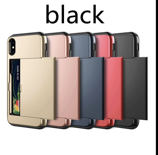 JMT-736330 Shockproof Hybrid Wallet Case for iPhone Models - TPU Back Cover in Multiple Colors