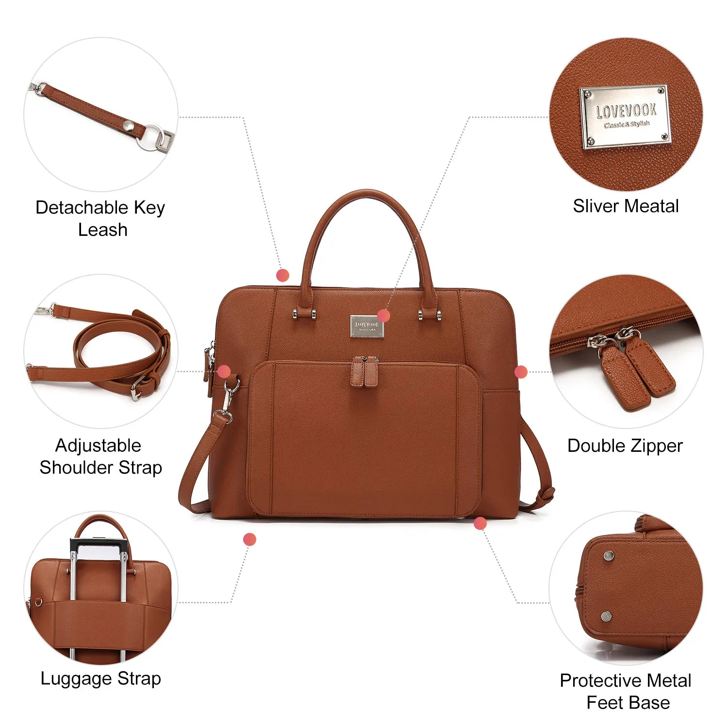 JMT-736522 Stylish Large Capacity Laptop Briefcase for Work and Travel - Fits Up to 15.6-Inch Laptops