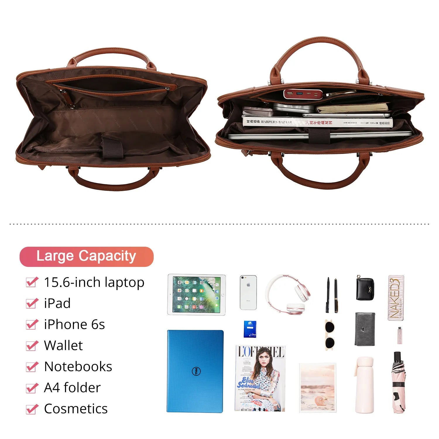 JMT-736522 Stylish Large Capacity Laptop Briefcase for Work and Travel - Fits Up to 15.6-Inch Laptops