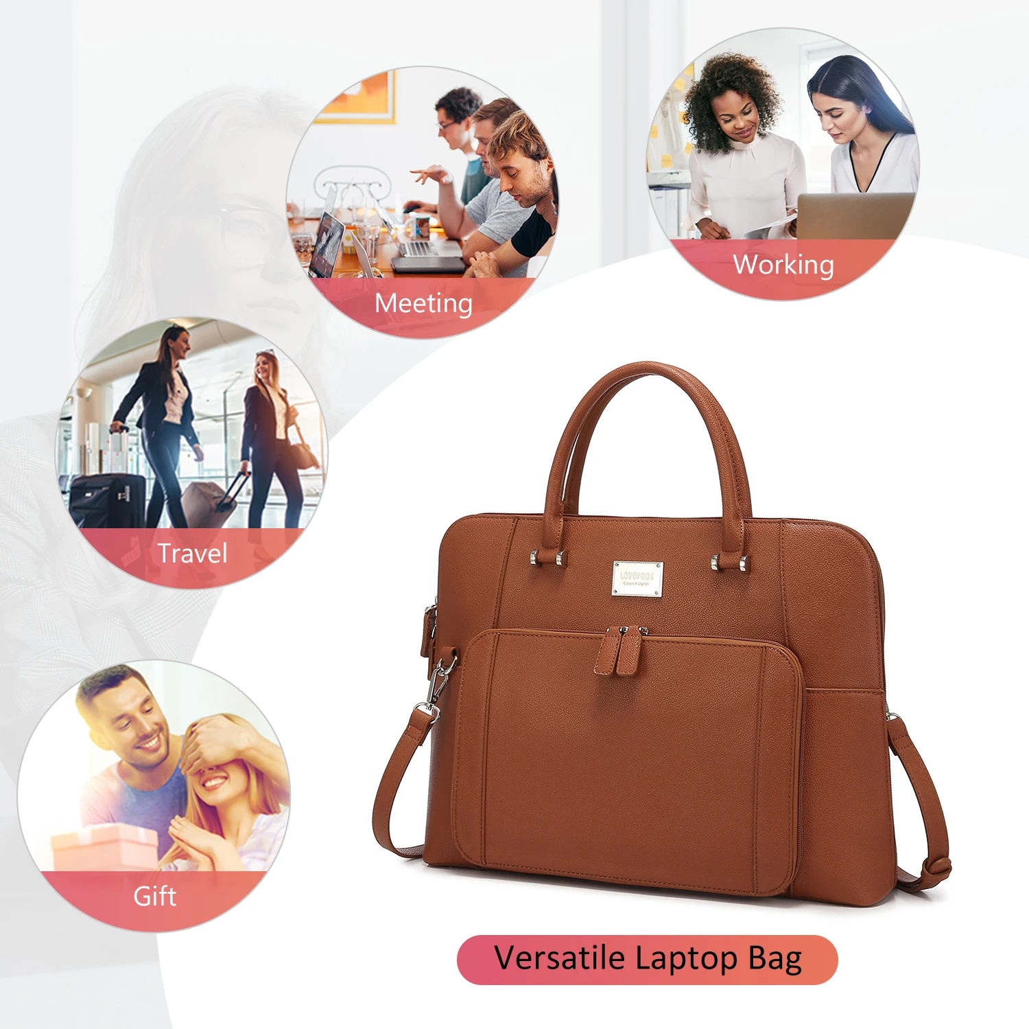 JMT-736522 Stylish Large Capacity Laptop Briefcase for Work and Travel - Fits Up to 15.6-Inch Laptops