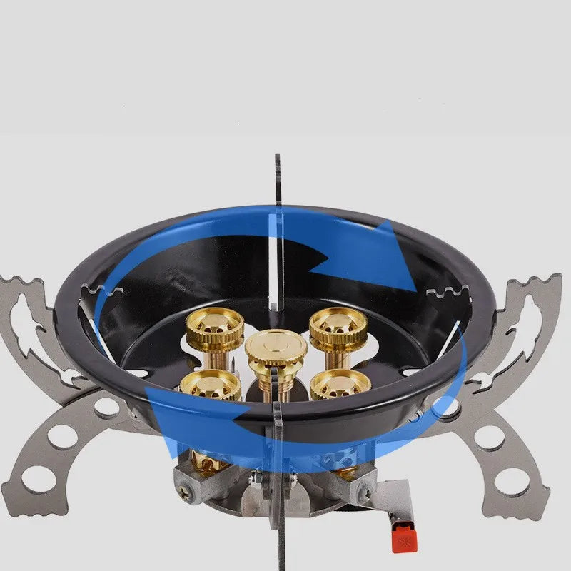 JMT-736842 Portable 5-Burner Folding Camping Stove for Butane and Liquefied Petroleum Gas