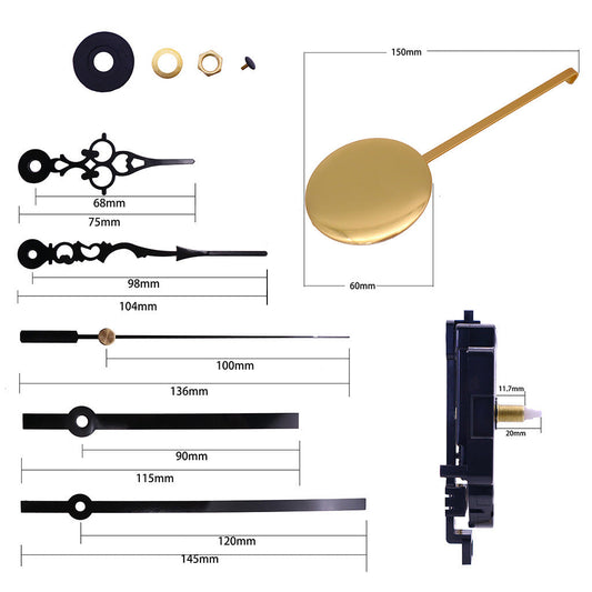 JMT-737482 DIY Quartz Pendulum Clock Movement with Accessories for Wall Clock Repair and Customization