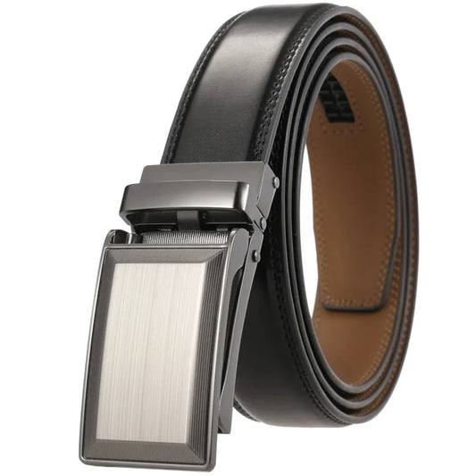 JMT-737546 Men's Automatic 3.0cm Cowhide Leather Belt with Customised Design