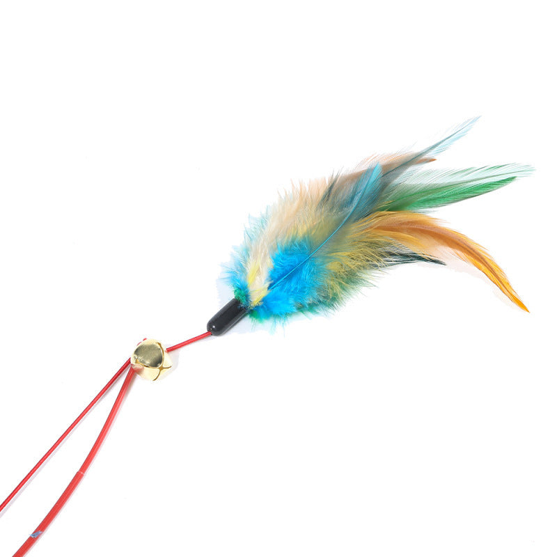 JMT-737930 Colorful Feather Cat Toy with Bell - Fun Play Rod for Interactive Playtime