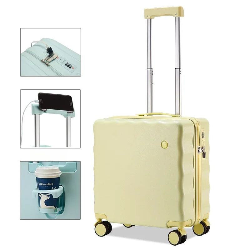 JMT-737994 Kids Lightweight Cabin Trolley Suitcase with USB Port and Phone Holder for Travel