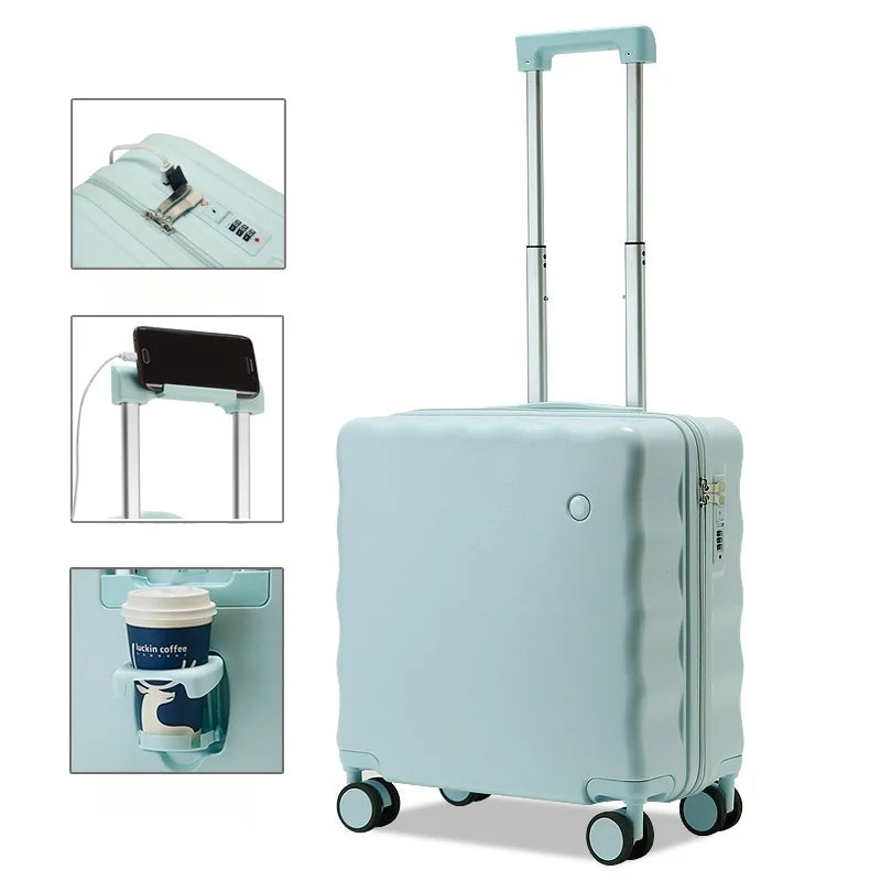 JMT-737994 Kids Lightweight Cabin Trolley Suitcase with USB Port and Phone Holder for Travel