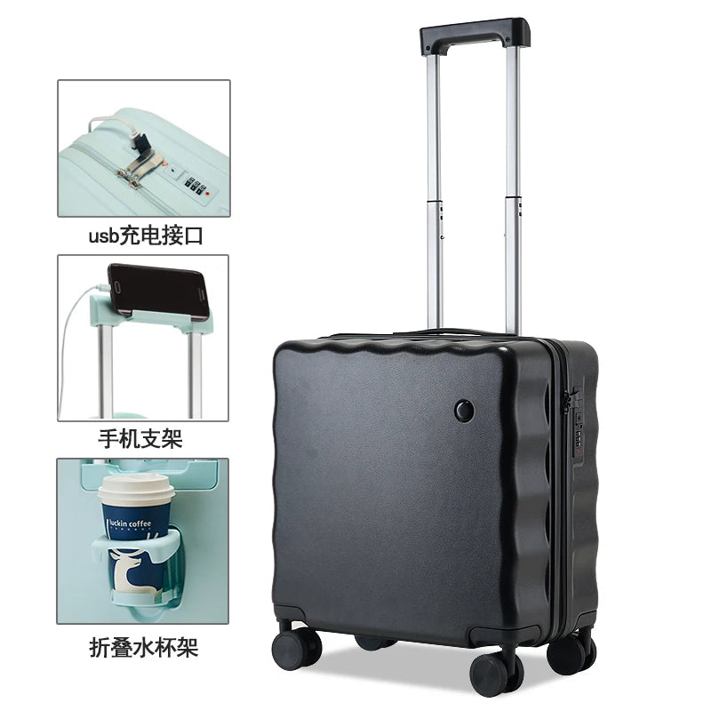 JMT-737994 Kids Lightweight Cabin Trolley Suitcase with USB Port and Phone Holder for Travel