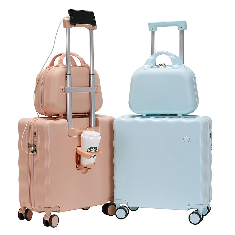 JMT-737994 Kids Lightweight Cabin Trolley Suitcase with USB Port and Phone Holder for Travel