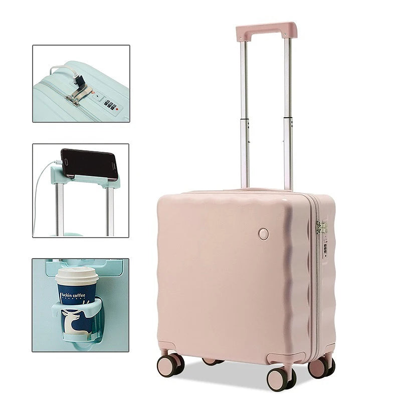 JMT-737994 Kids Lightweight Cabin Trolley Suitcase with USB Port and Phone Holder for Travel