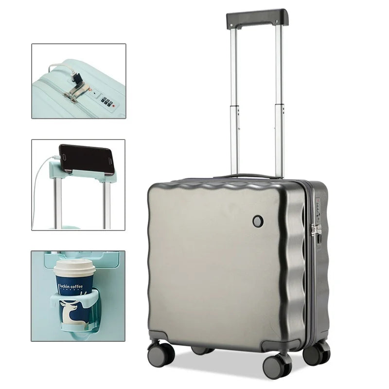JMT-737994 Kids Lightweight Cabin Trolley Suitcase with USB Port and Phone Holder for Travel