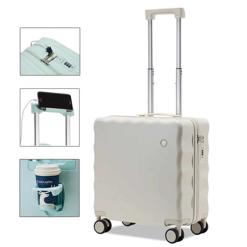 JMT-737994 Kids Lightweight Cabin Trolley Suitcase with USB Port and Phone Holder for Travel