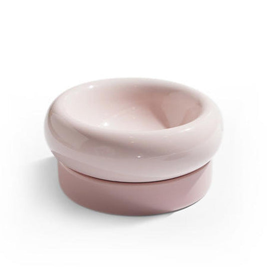 JMT-738122 Mochi Ceramic Cat Food Bowl - Pink & Green, High-Temperature Porcelain, 80-120g Capacity