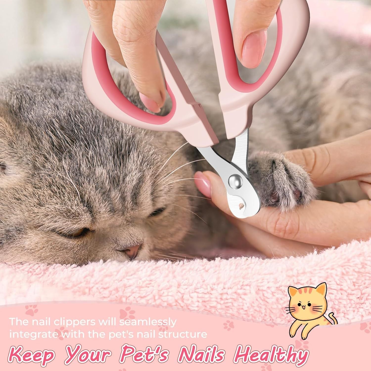 JMT-738186 Cat Nail Clipper with Positioning Hole - Sharp Blades, Non-Slip Handle for Safe and Easy Pet Grooming