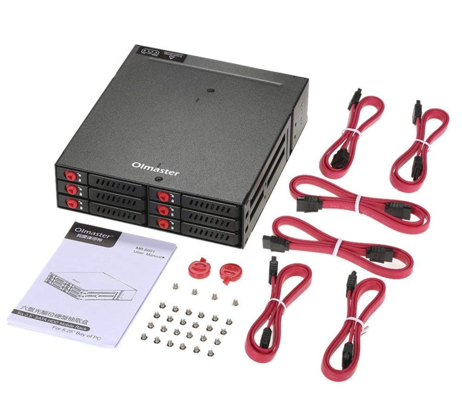 JMT-738250 6 Bay 2.5-Inch SATA Hard Disk Enclosure with Built-In Optical Drive Bay and Cooling Fan