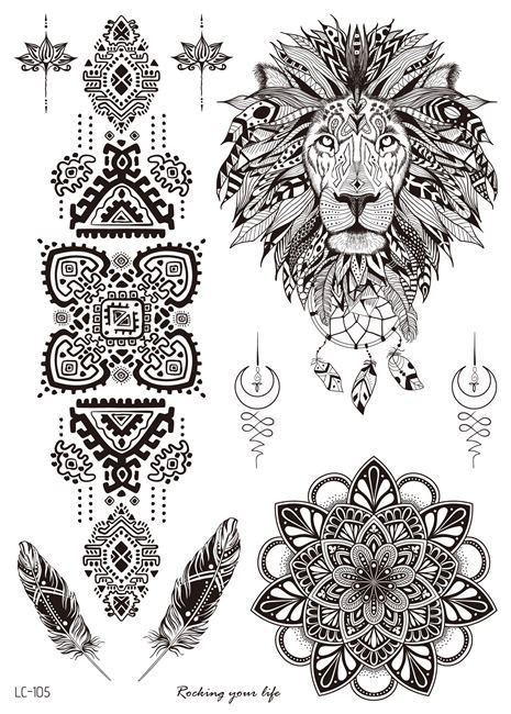 JMT-738250 Water Transfer Geometry Henna Tattoo Sticker - Assorted Patterns LC-101 to LC-109, 210 x 150mm
