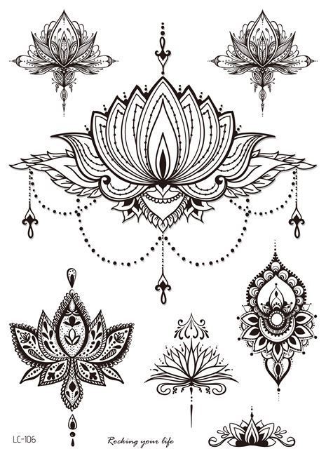 JMT-738250 Water Transfer Geometry Henna Tattoo Sticker - Assorted Patterns LC-101 to LC-109, 210 x 150mm