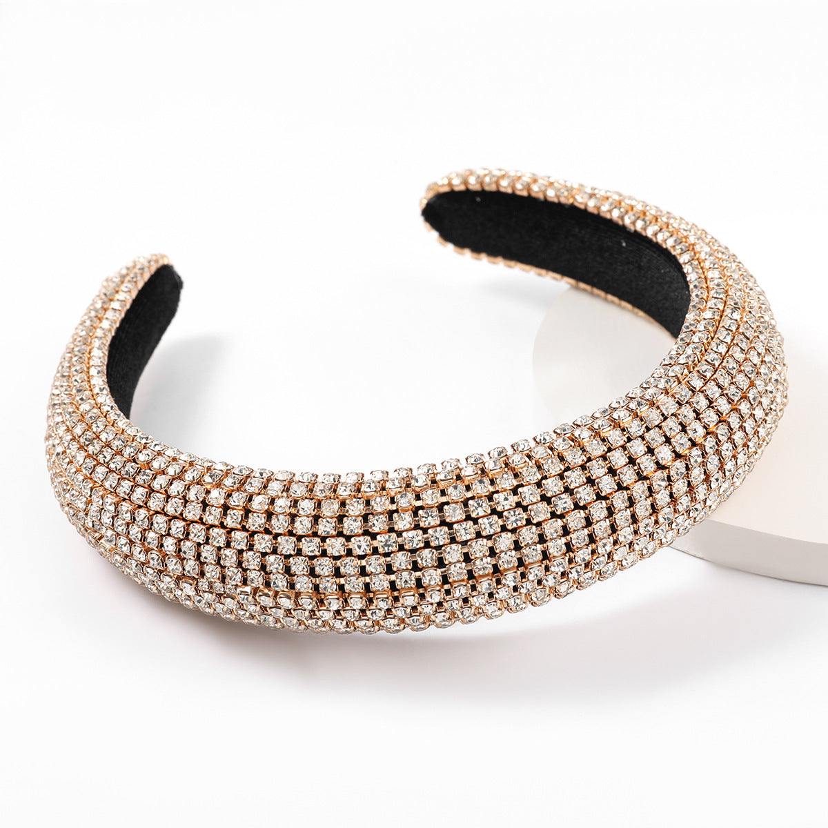JMT-738634 Diamond Rhinestone Wide Brim Headband for Women - Sponge Geometry Hair Accessory