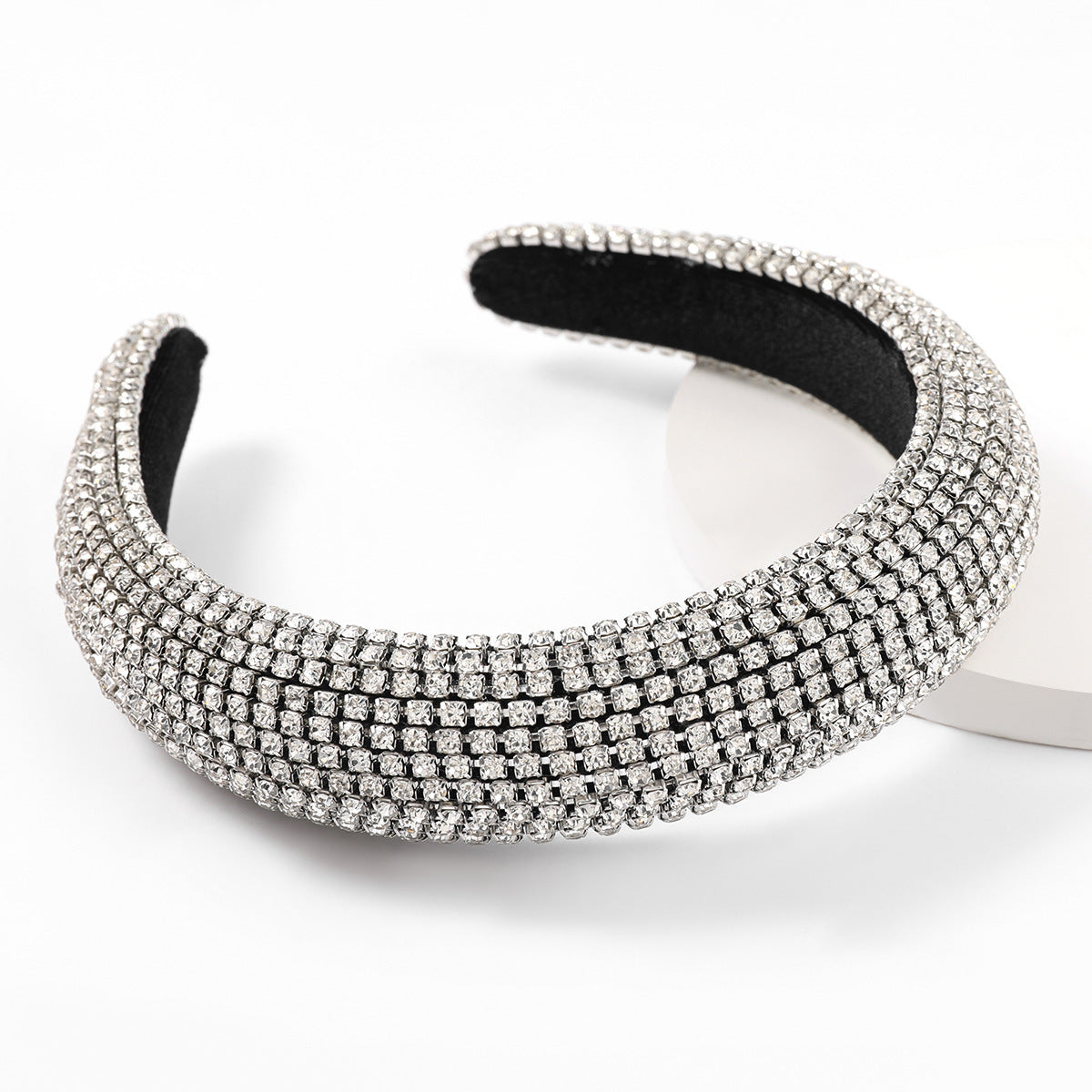 JMT-738634 Diamond Rhinestone Wide Brim Headband for Women - Sponge Geometry Hair Accessory