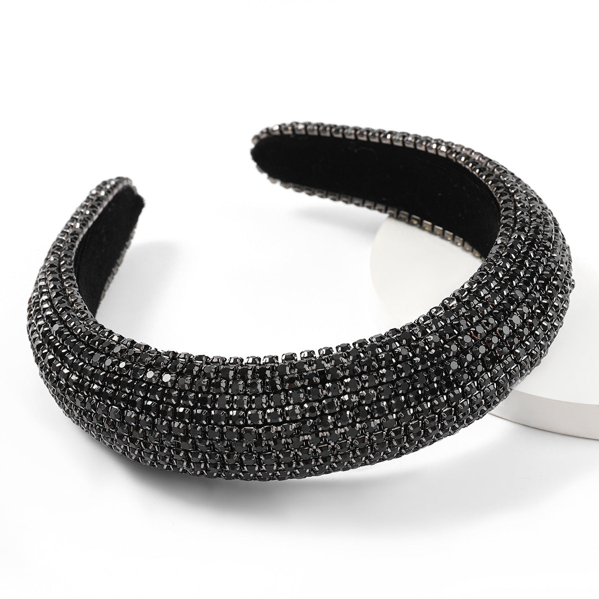 JMT-738634 Diamond Rhinestone Wide Brim Headband for Women - Sponge Geometry Hair Accessory