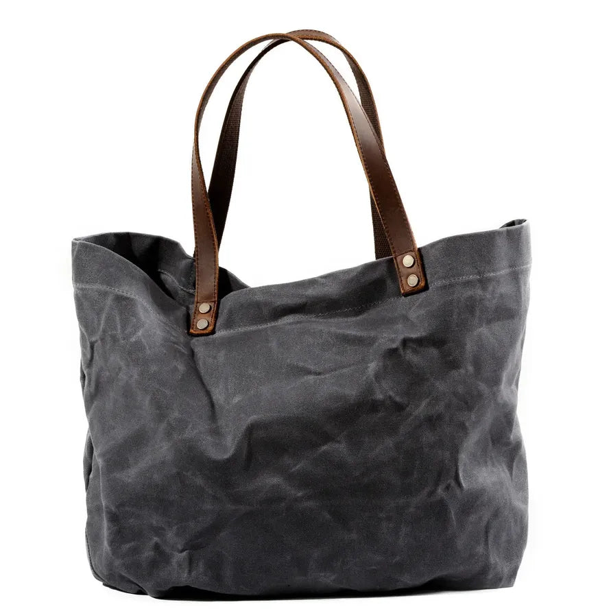 JMT-738634 Waterproof Wax Canvas Minimalist Tote Bag with Large Capacity for Men and Women