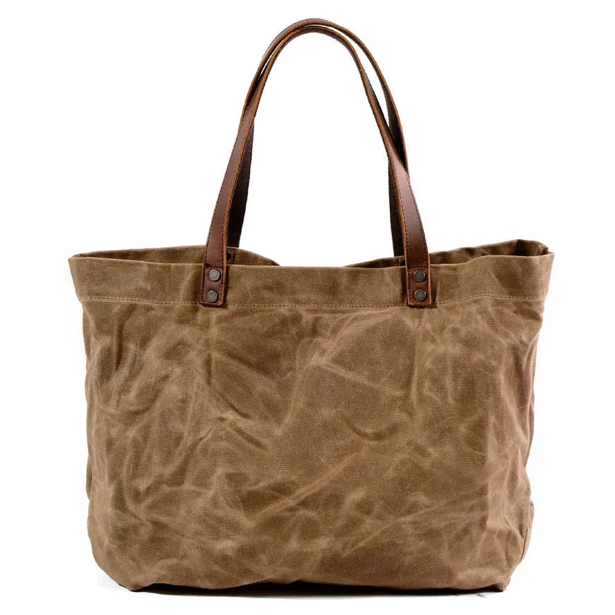 JMT-738634 Waterproof Wax Canvas Minimalist Tote Bag with Large Capacity for Men and Women