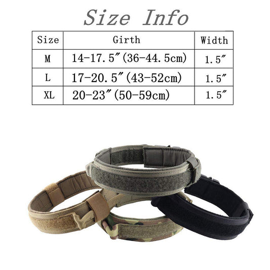 JMT-738762 Durable Tactical Dog Collar with Double Quick Release Buckle and Soft Lining, Available in Multiple Colors and Sizes