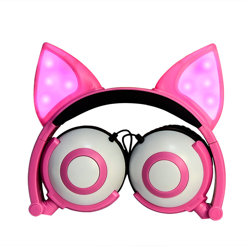 JMT-739594 LED Cat Ear Headphones with Flashing Lights for MP3, Tablet, and 3.5mm Devices