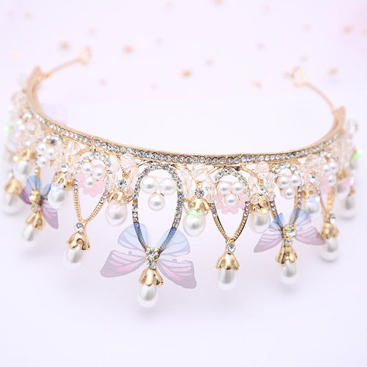 JMT-739786 Children's Crown Headband with Diamond Butterfly Design and Crystal Accents