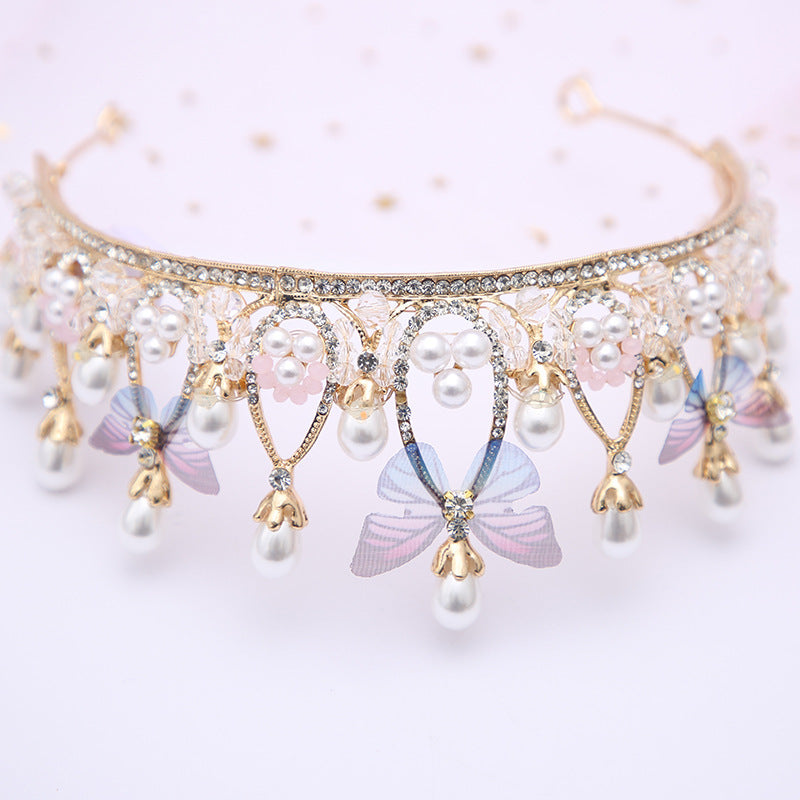 JMT-739786 Children's Crown Headband with Diamond Butterfly Design and Crystal Accents