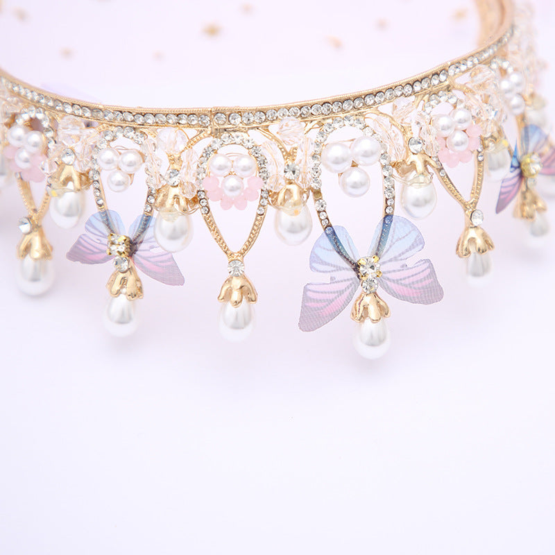 JMT-739786 Children's Crown Headband with Diamond Butterfly Design and Crystal Accents