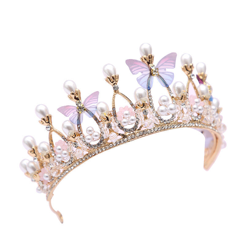JMT-739786 Children's Crown Headband with Diamond Butterfly Design and Crystal Accents