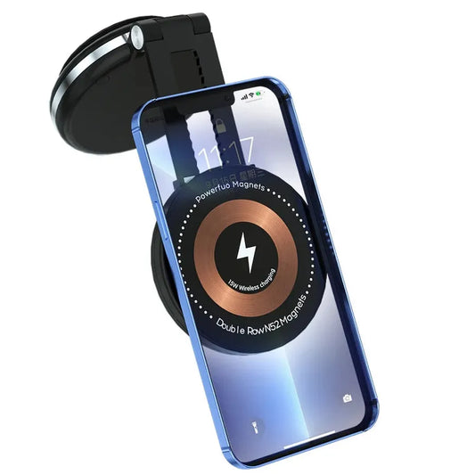 JMT-739914 15W Magnetic Suction Cup Wireless Car Charger and Adjustable 360° Phone Holder for Tablets and Smartphones