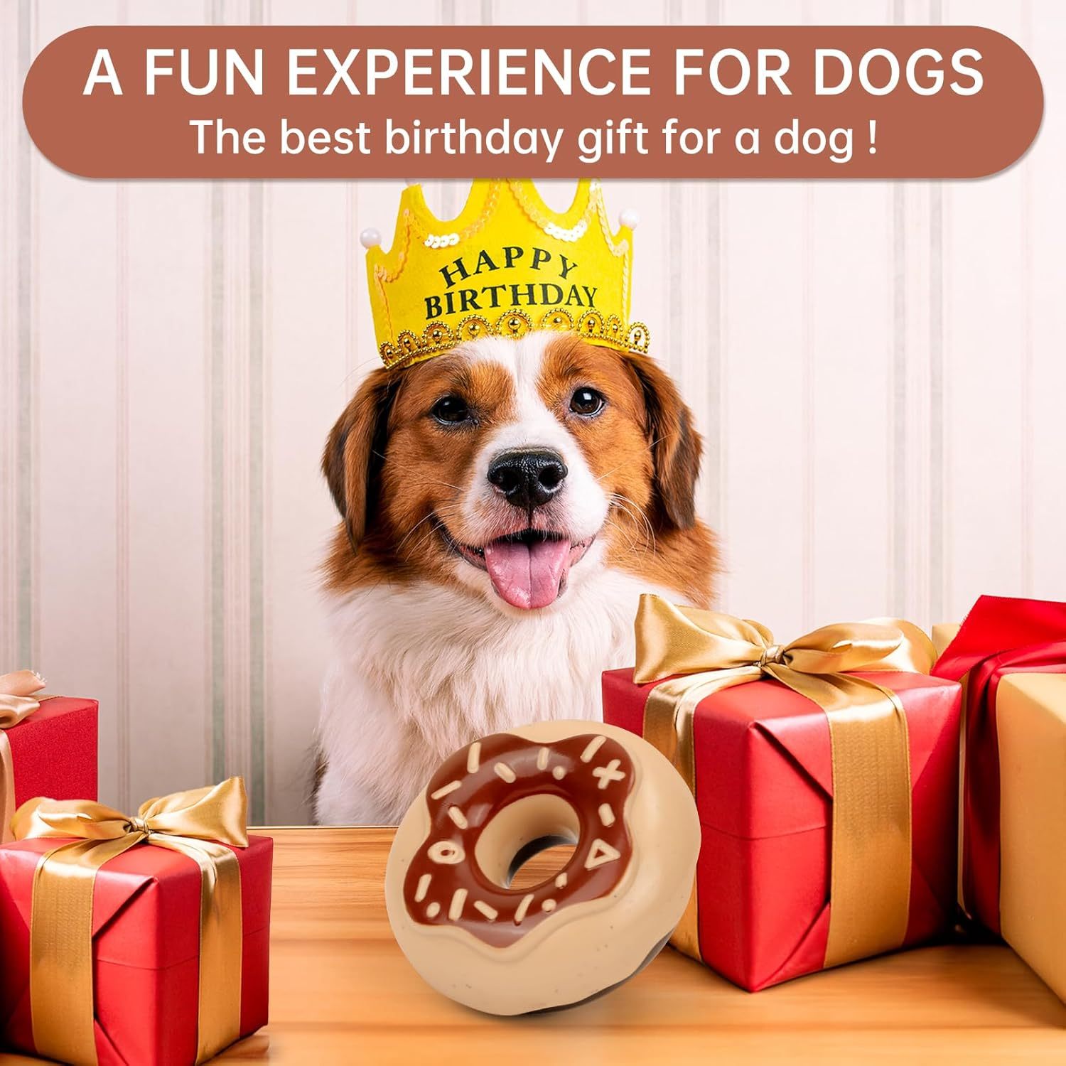 JMT-740234 Durable Chewable Donut Dog Toy for Interactive Play and Oral Health Care