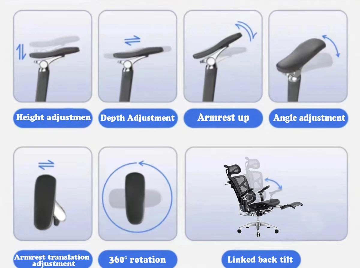 JMT-740554 Ergonomic Reclining Office Chair with Adjustable Lumbar Support and 7D Armrest for Maximum Comfort