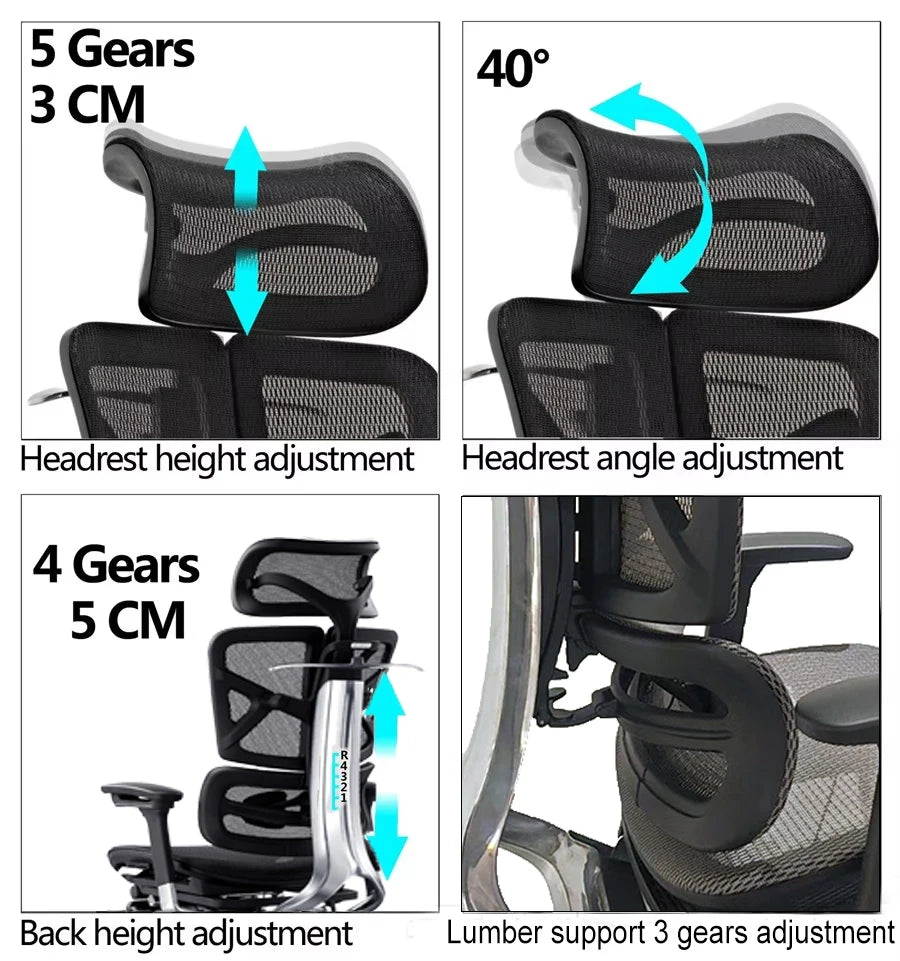 JMT-740554 Ergonomic Reclining Office Chair with Adjustable Lumbar Support and 7D Armrest for Maximum Comfort