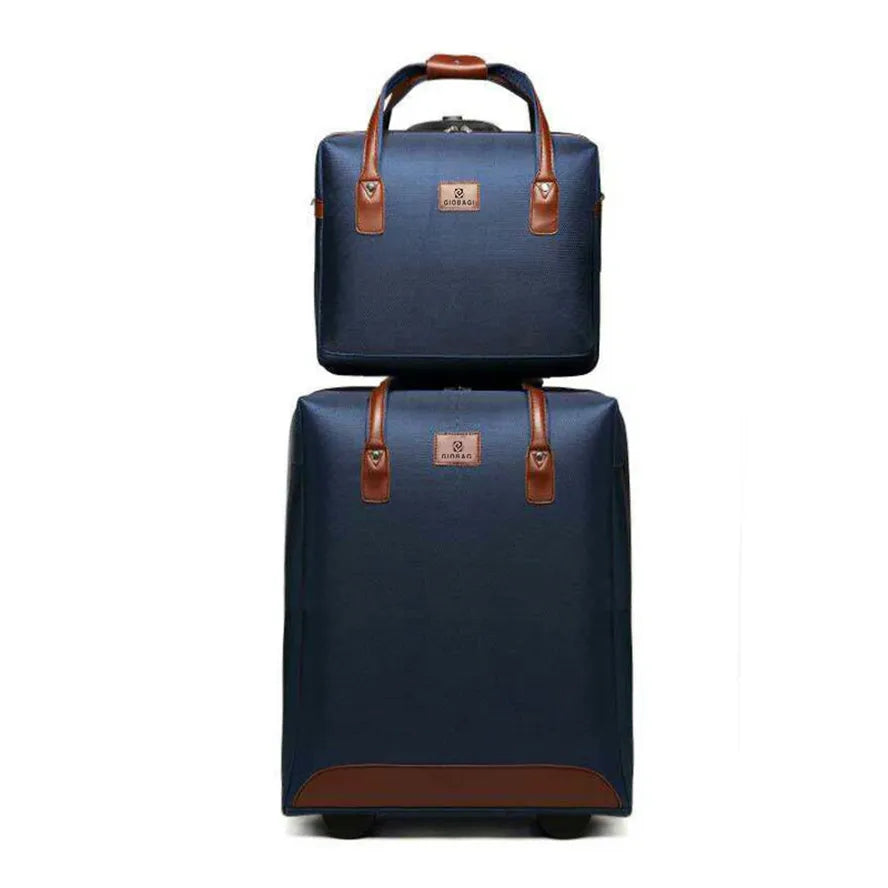 JMT-741194 Classic 19 Inch Nylon Trolley Suitcase Set - Large Capacity Vintage Travel Bags (2 Pieces)