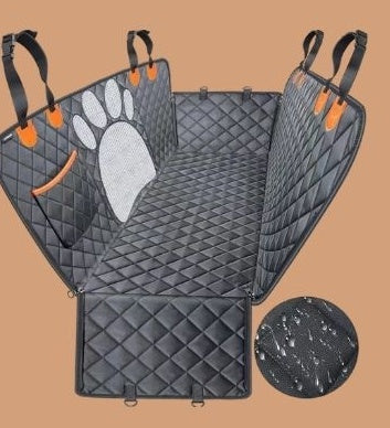 JMT-741258 Three-in-One Machine Washable Travel Car Mat for Cats and Dogs, Black Cloth Seat Cushion, 137*149 cm