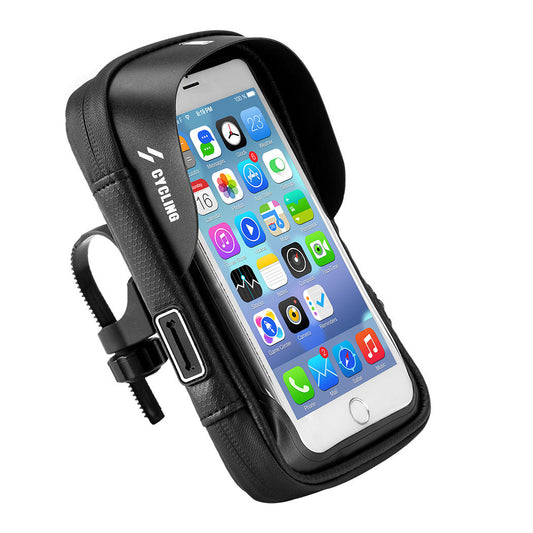 JMT-741258 Waterproof Bicycle Handlebar Bag with Touch Screen, 6-Inch Mobile Holder and Headphone Jack