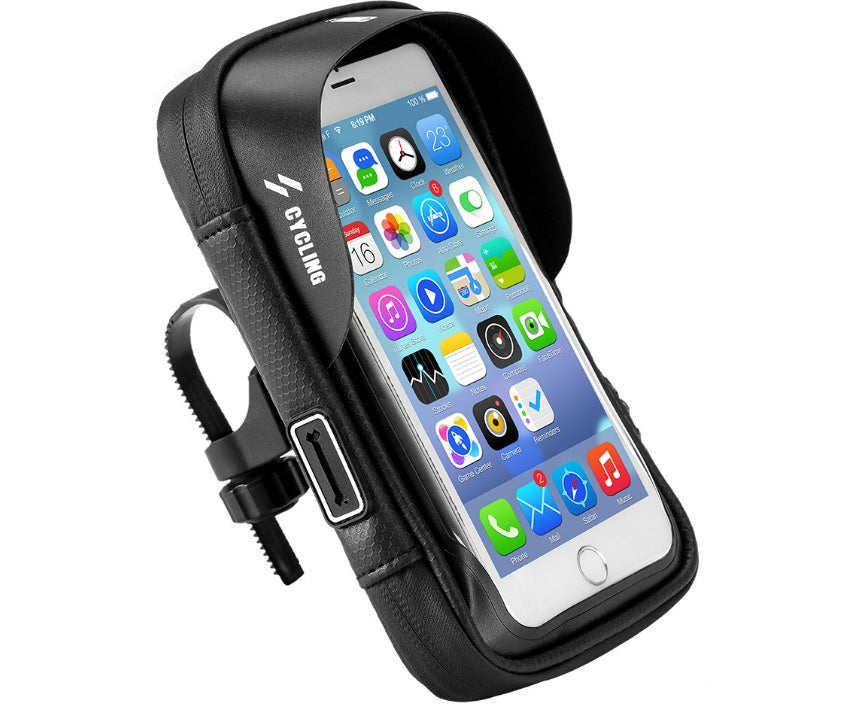 JMT-741258 Waterproof Bicycle Handlebar Bag with Touch Screen, 6-Inch Mobile Holder and Headphone Jack