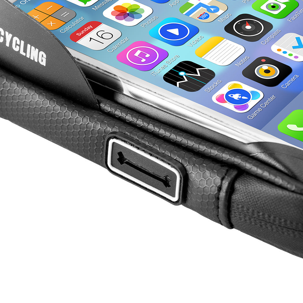 JMT-741258 Waterproof Bicycle Handlebar Bag with Touch Screen, 6-Inch Mobile Holder and Headphone Jack