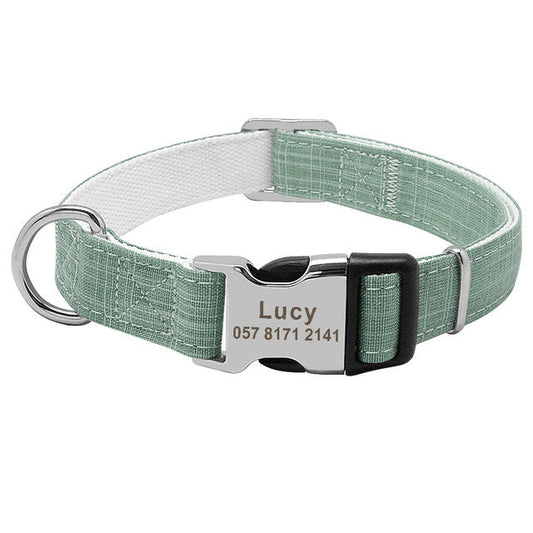 JMT-741578 Customizable Engraved Anti-Lost Dog Collar with Adjustable Alloy Lock for Medium to Large Breeds