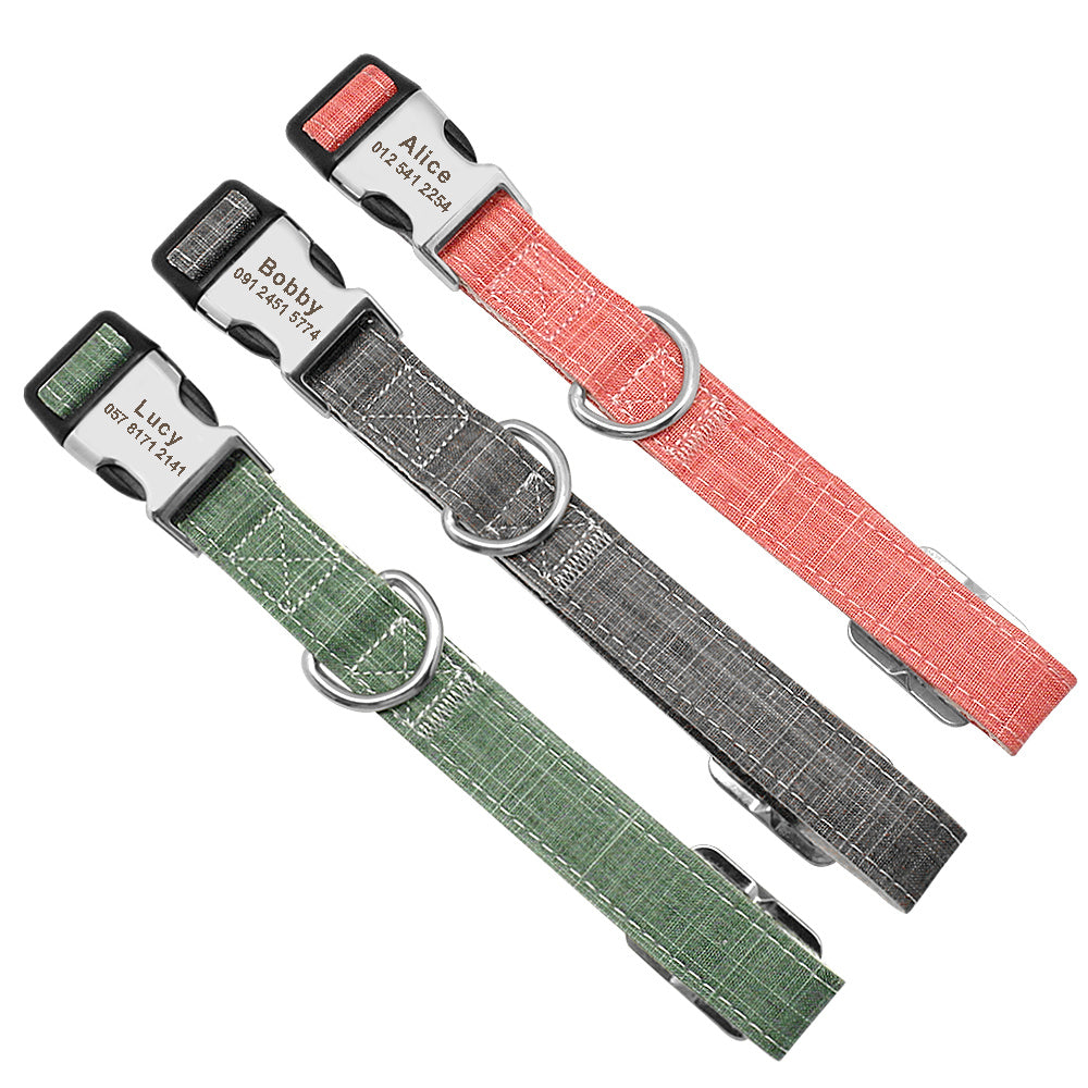 JMT-741578 Customizable Engraved Anti-Lost Dog Collar with Adjustable Alloy Lock for Medium to Large Breeds