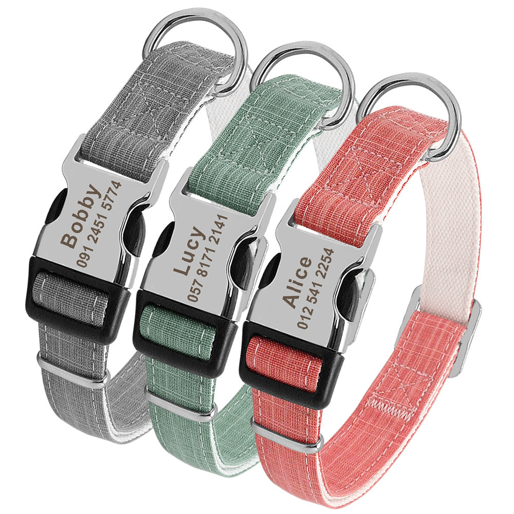 JMT-741578 Customizable Engraved Anti-Lost Dog Collar with Adjustable Alloy Lock for Medium to Large Breeds
