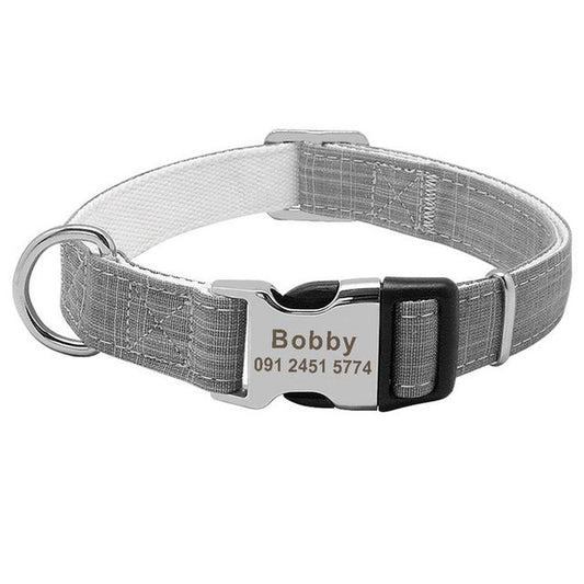 JMT-741578 Customizable Engraved Anti-Lost Dog Collar with Adjustable Alloy Lock for Medium to Large Breeds