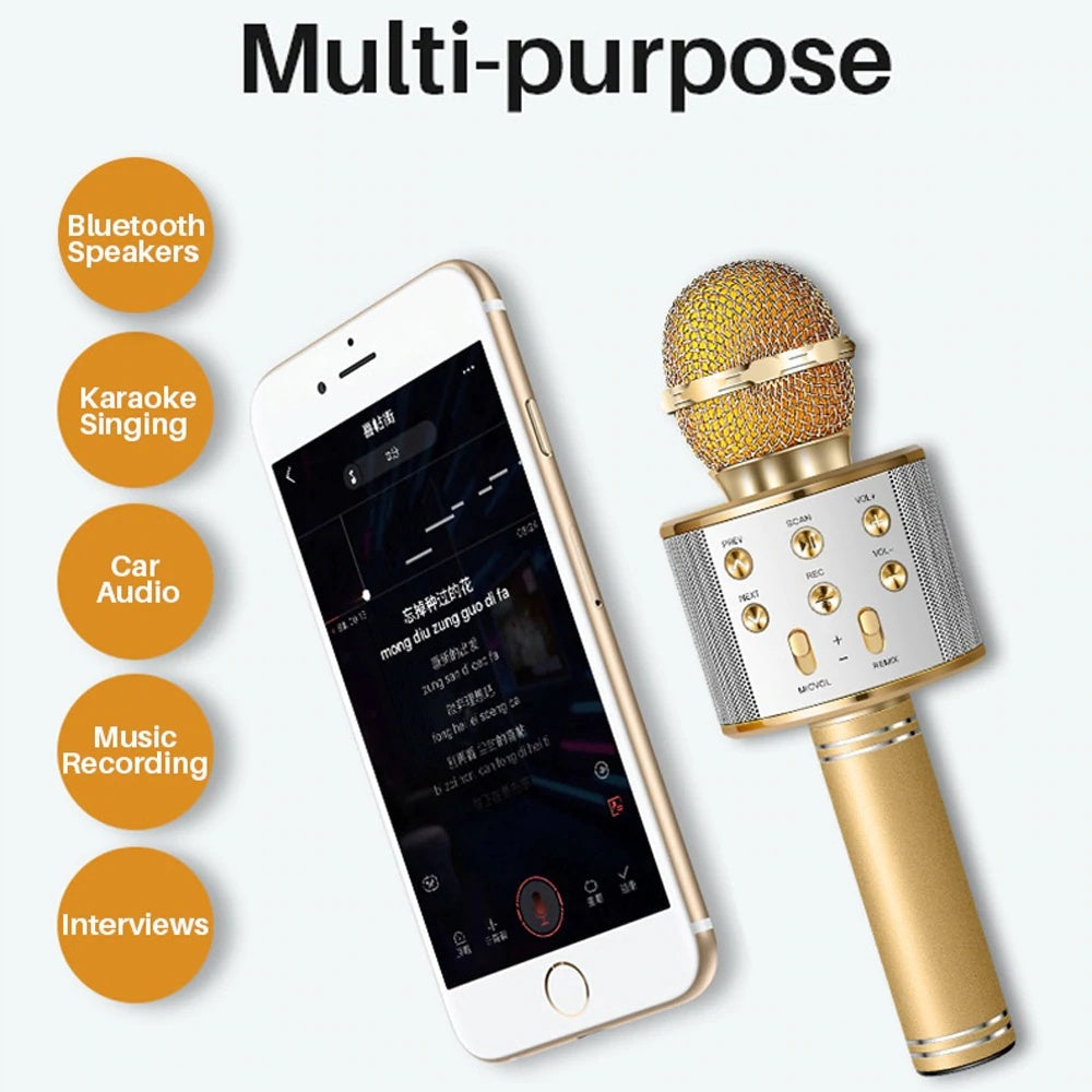 JMT-741578 Portable Bluetooth Wireless Microphone for Music Playback and Karaoke at Home